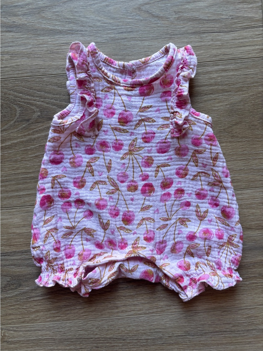 Baby Girls' Pink Cherry Print Ruffle Romper